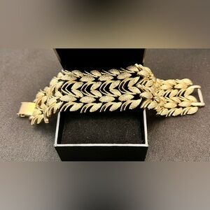 Coro Pegasus VTG Bracelet silver gold tone 1950’s chain clasp wide trendy gift